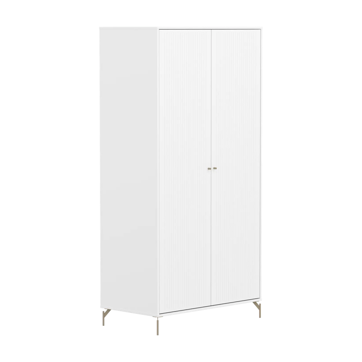 Flexa Saga Kleiderschrank, 2 Türen mit Rillen Weiss/Sand