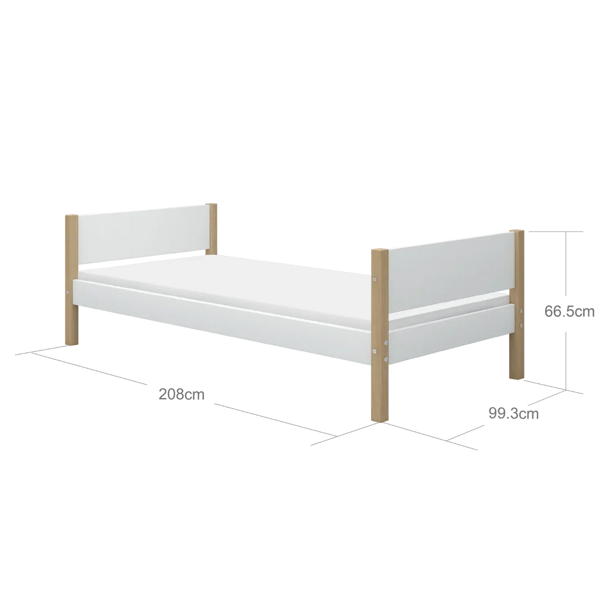Flexa Nor Einzelbett 90 x 200 cm Eiche