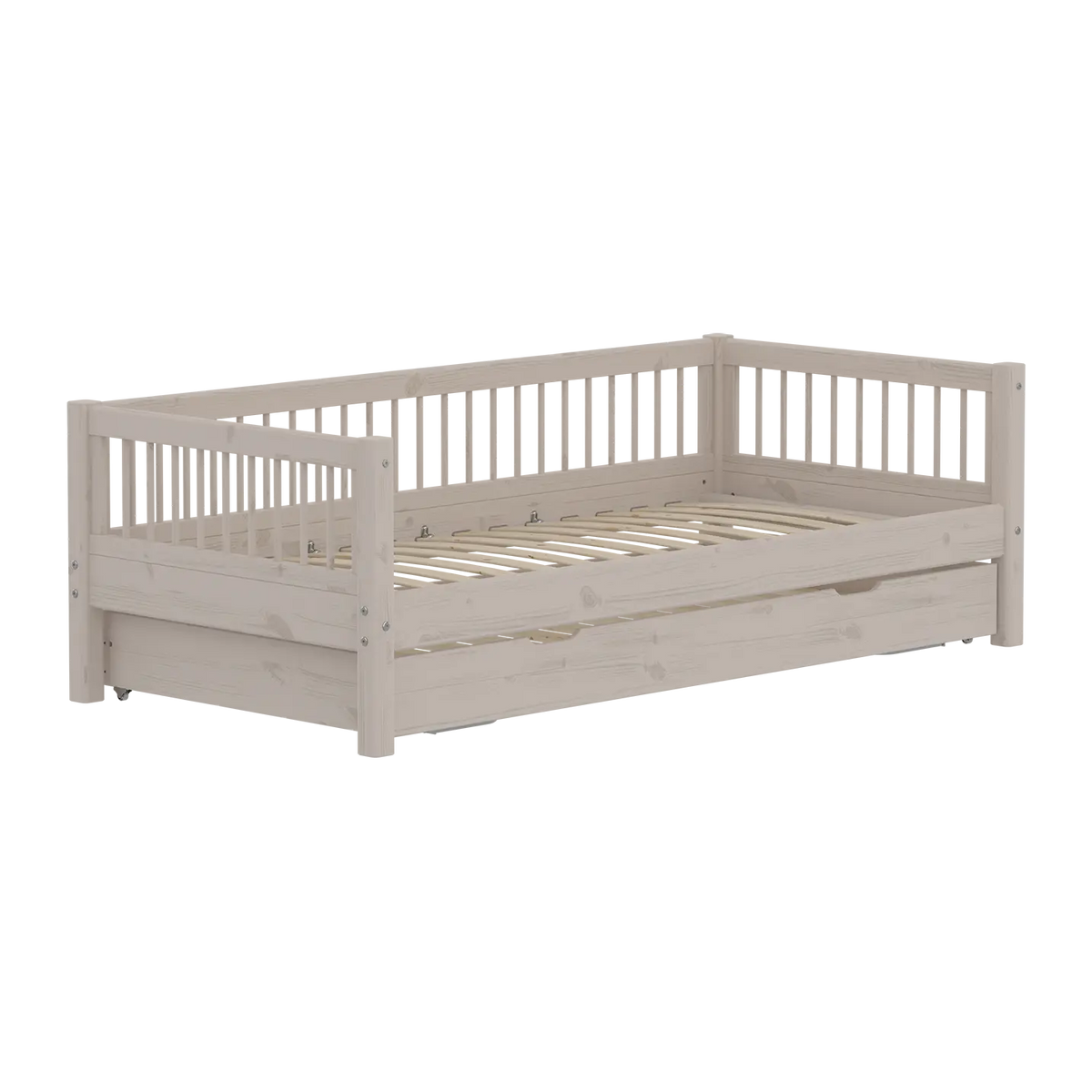 Flexa Classic Daybed mit Kreuzleisten und Gästebett, 90x200 cm, Grey Washed 90 x 200 cm Grey washed