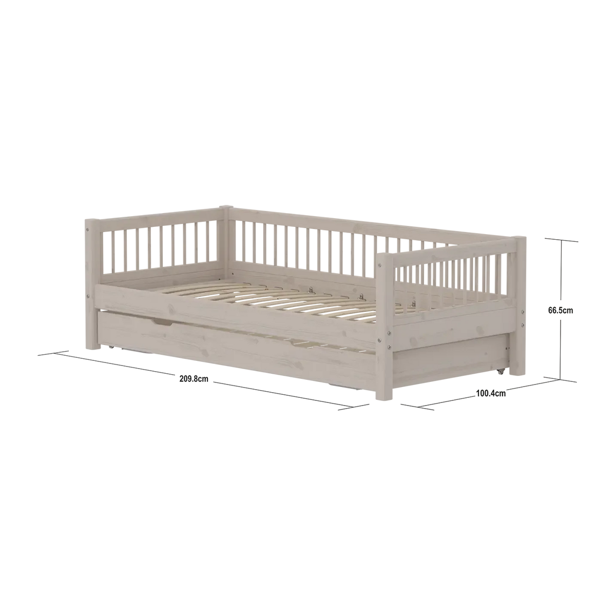 Flexa Classic Daybed mit Kreuzleisten und Gästebett, 90x200 cm, Grey Washed 90 x 200 cm Grey washed