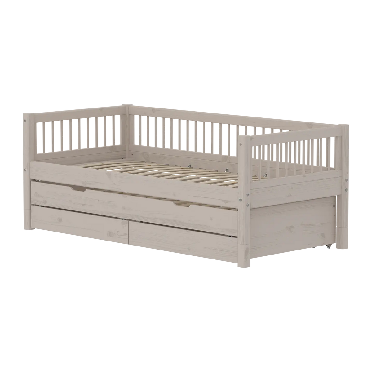 Flexa Classic Daybed mit Kreuzleisten, Gästebett und Stauraum, 90x200 cm, Grey Washed 90 x 200 cm Grey washed