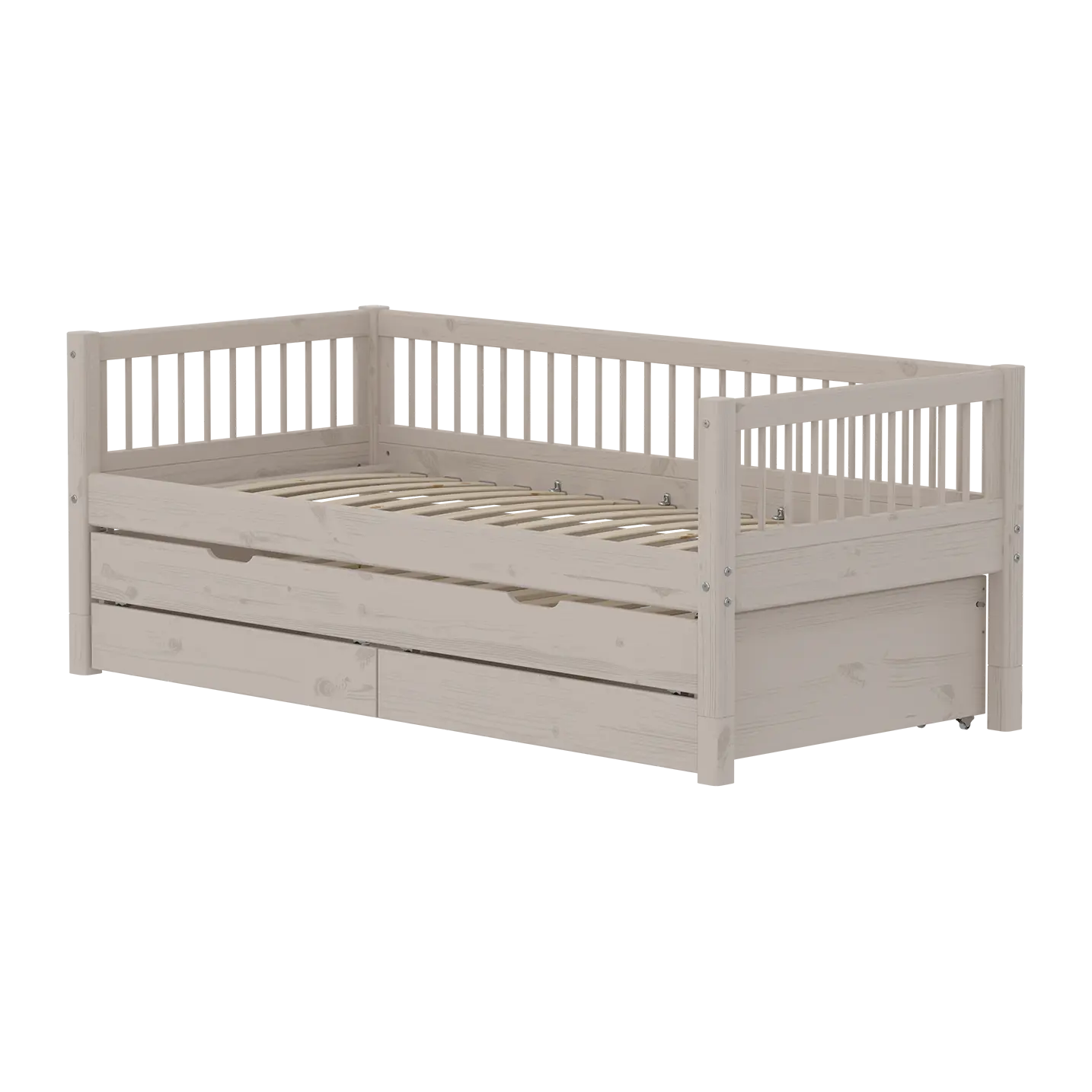 Flexa Classic Daybed mit Kreuzleisten, Gästebett und Stauraum, 90x200 cm, Grey Washed 90 x 200 cm Grey washed