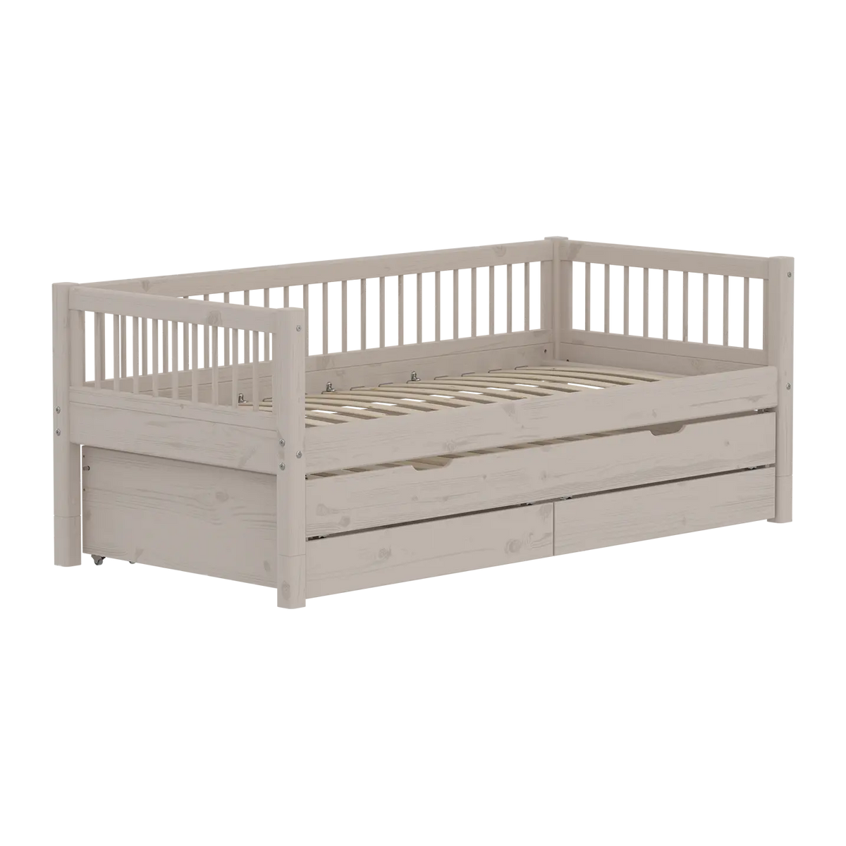 Flexa Classic Daybed mit Kreuzleisten, Gästebett und Stauraum, 90x200 cm, Grey Washed 90 x 200 cm Grey washed