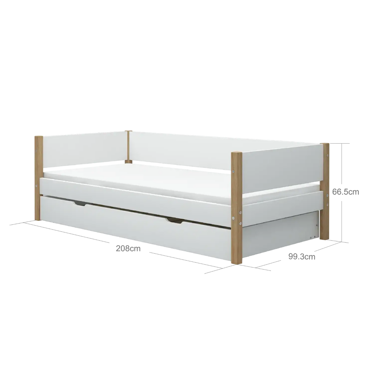 Flexa Nor Einzelbett mit Ausziehbett 90 x 200 cm Eiche