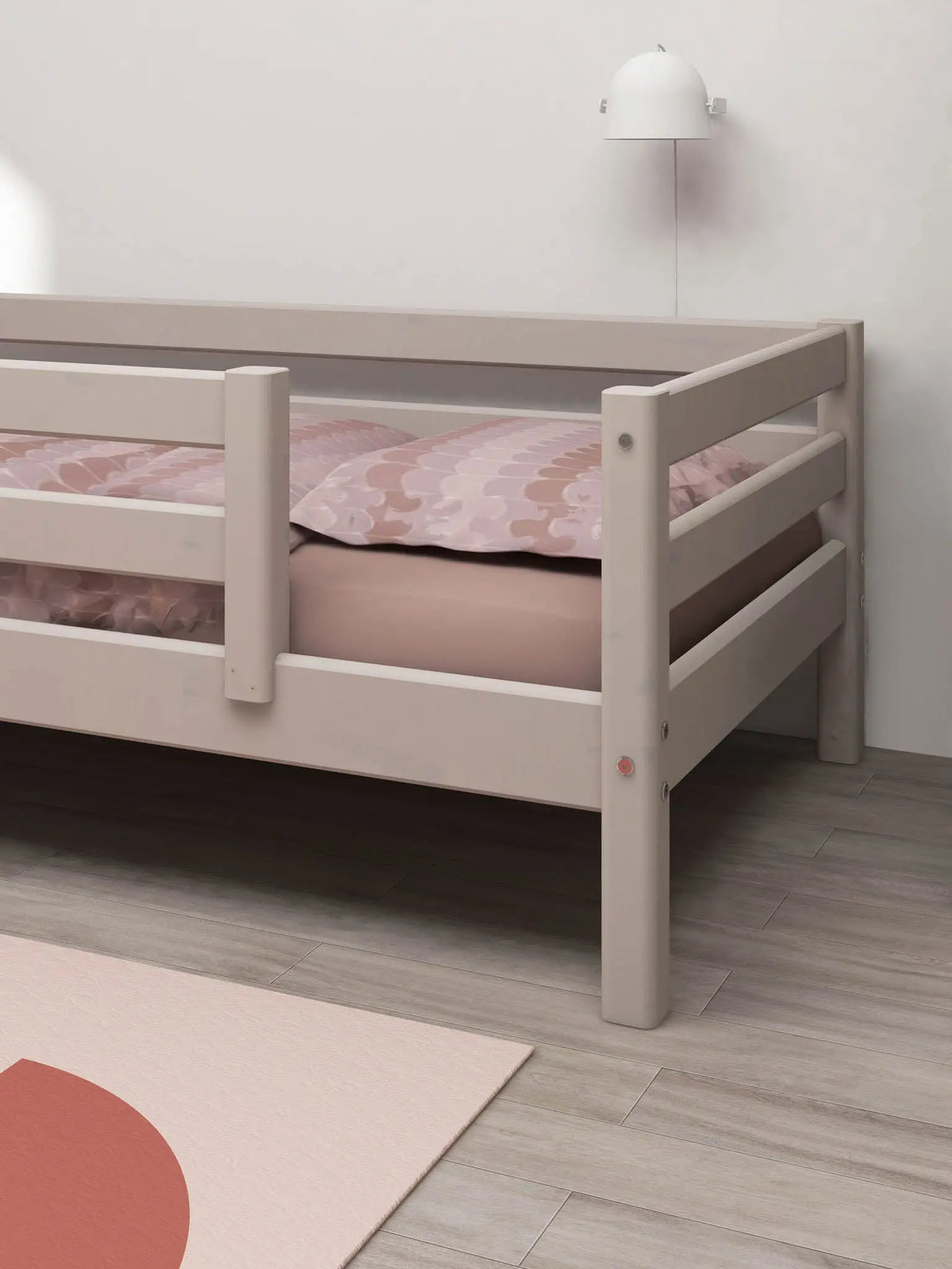 Flexa Classic Einzelbett mit halber Absturzsicherung 90 x 200 cm Grey washed