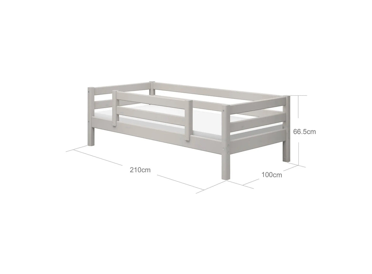 Flexa Classic Einzelbett mit halber Absturzsicherung 90 x 200 cm Grey washed