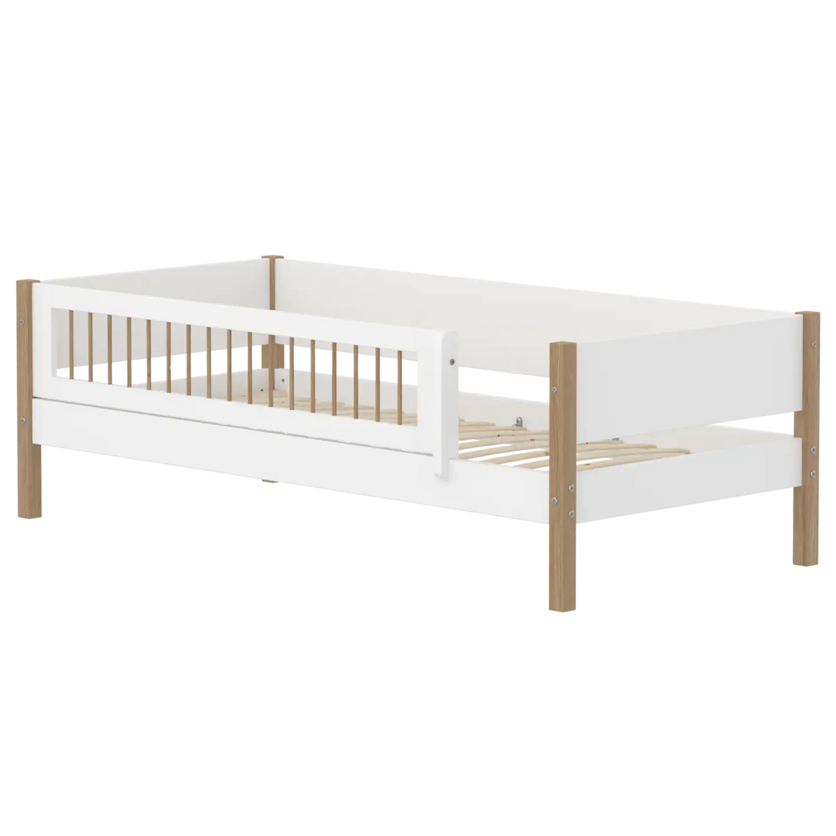 Flexa Nor Einzelbett mit Absturzsicherung mit Streben 90 x 200 cm Eiche