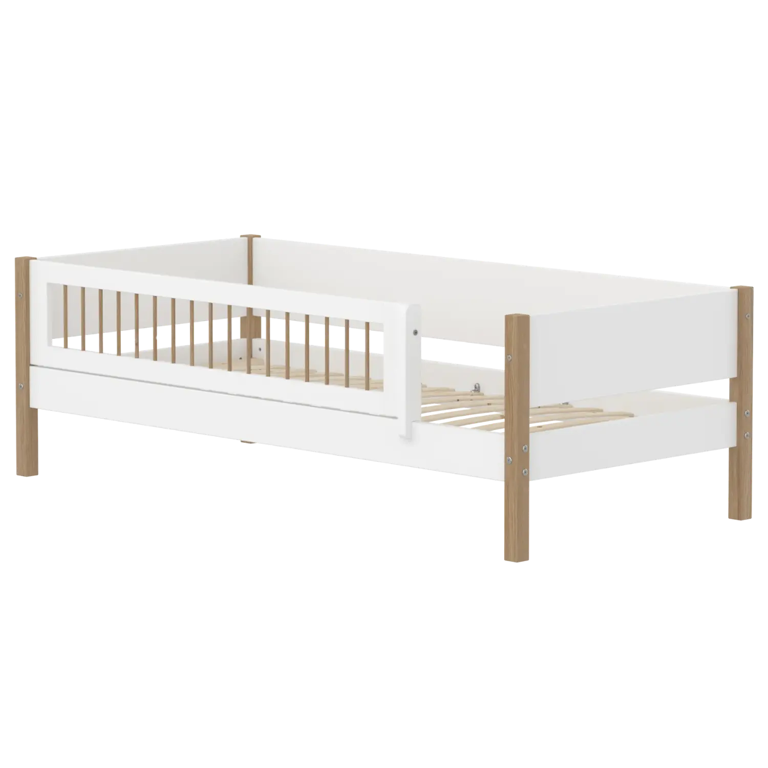 Flexa Nor Einzelbett mit Absturzsicherung mit Streben 90 x 200 cm Eiche
