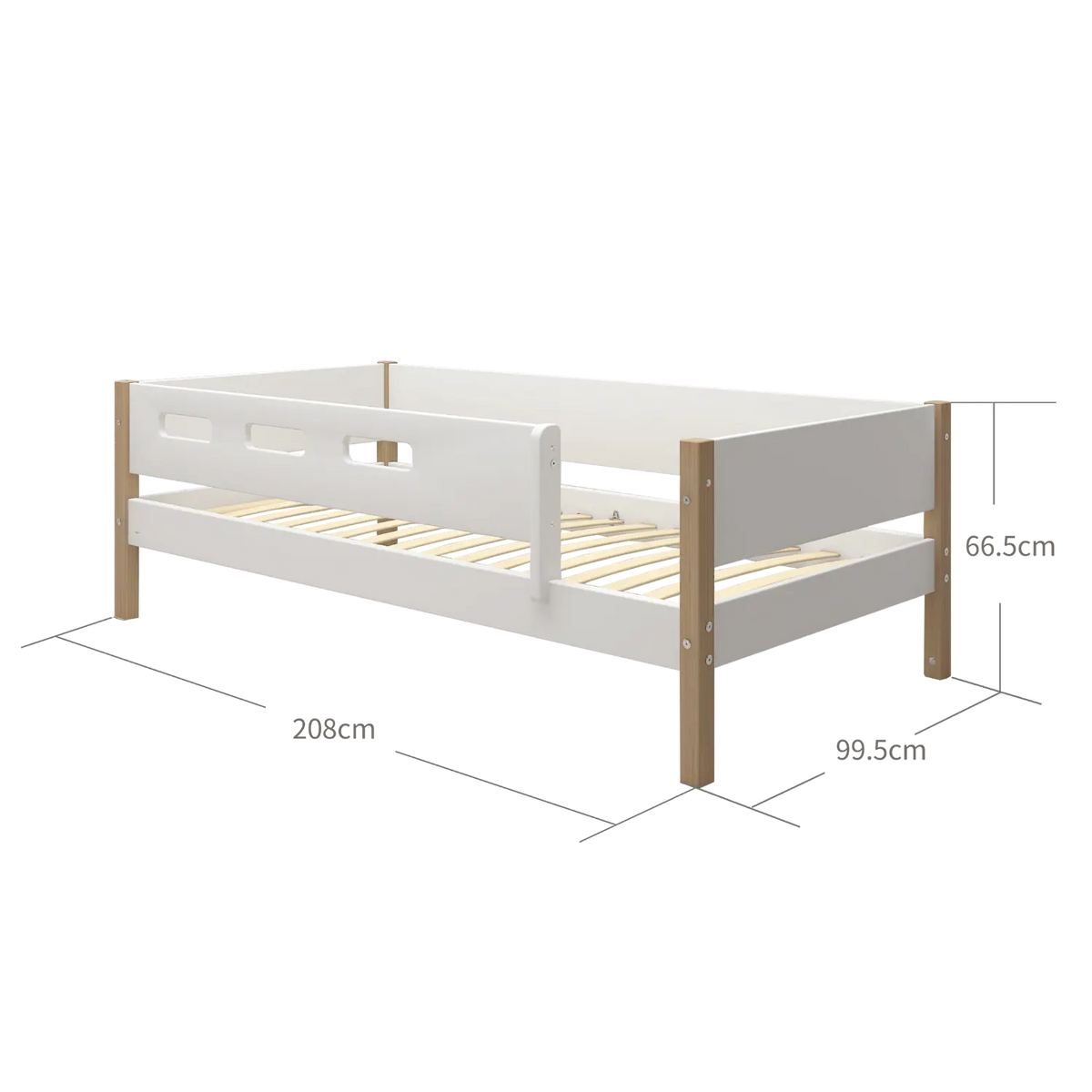 Flexa Nor EINZELBETT MIT ABSTURZSICHERUNG 90 x 200 cm Eiche