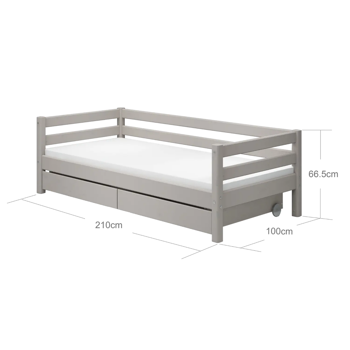 Flexa Classic Einzelbett mit 2 Schubladen 90 x 200 cm Grey washed