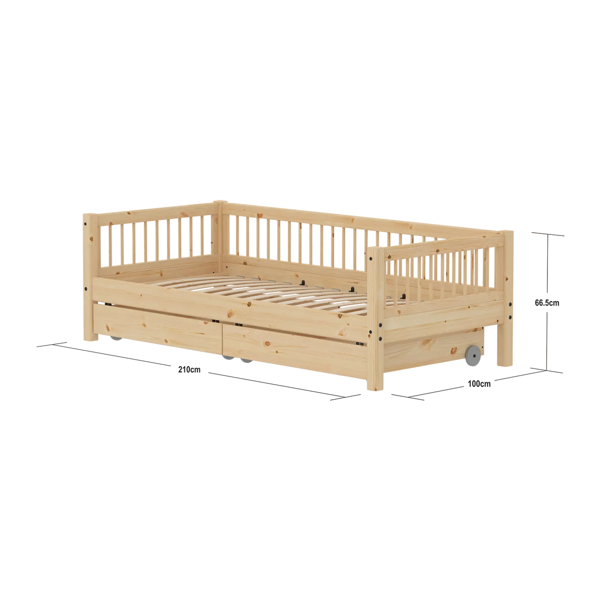 Flexa Raw Einzelbett mit Aufbewahrung 90 x 200 cm Natur
