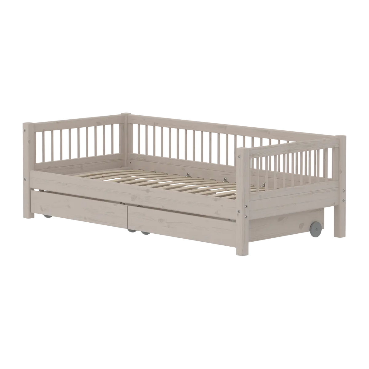 Flexa Classic Daybed mit Kreuzleisten und Stauraum, 90x200 cm, Grey Washed 90 x 200 cm Grey washed