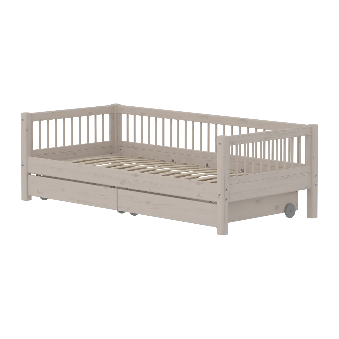 Flexa Classic Daybed mit Kreuzleisten und Stauraum, 90x200 cm, Grey Washed 90 x 200 cm Grey washed