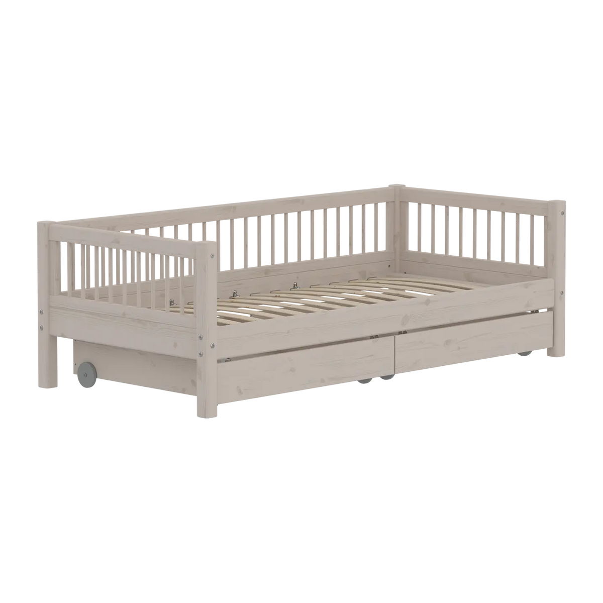 Flexa Classic Daybed mit Kreuzleisten und Stauraum, 90x200 cm, Grey Washed 90 x 200 cm Grey washed