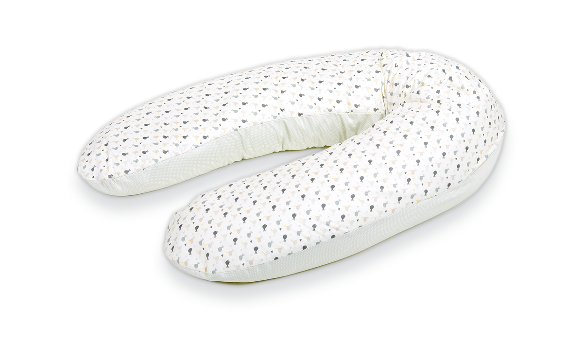 Träumeland Housse pour coussin d'allaitement oiseaux gris