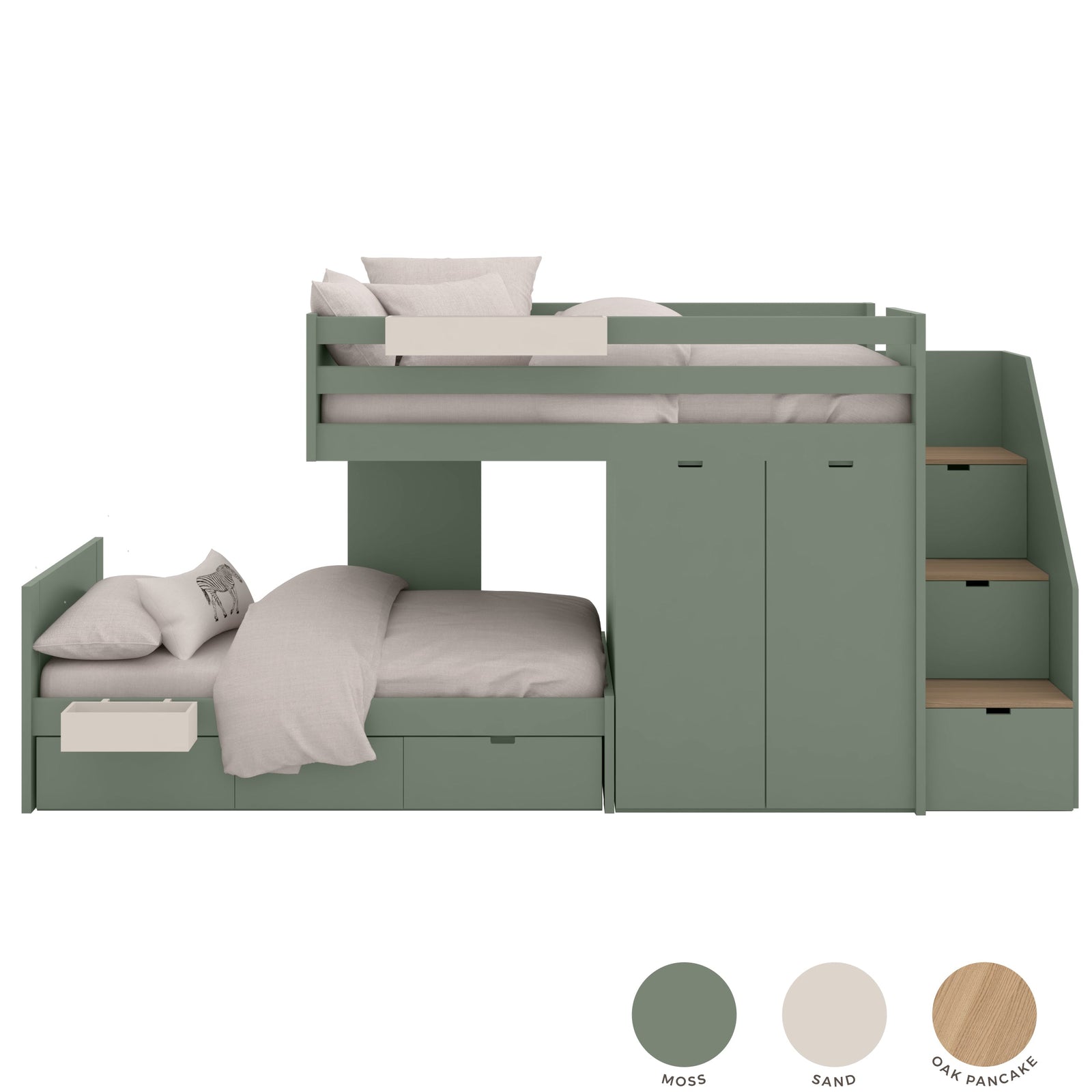 Muba Design Etagenbett Zug mit Stauraum und Schrank