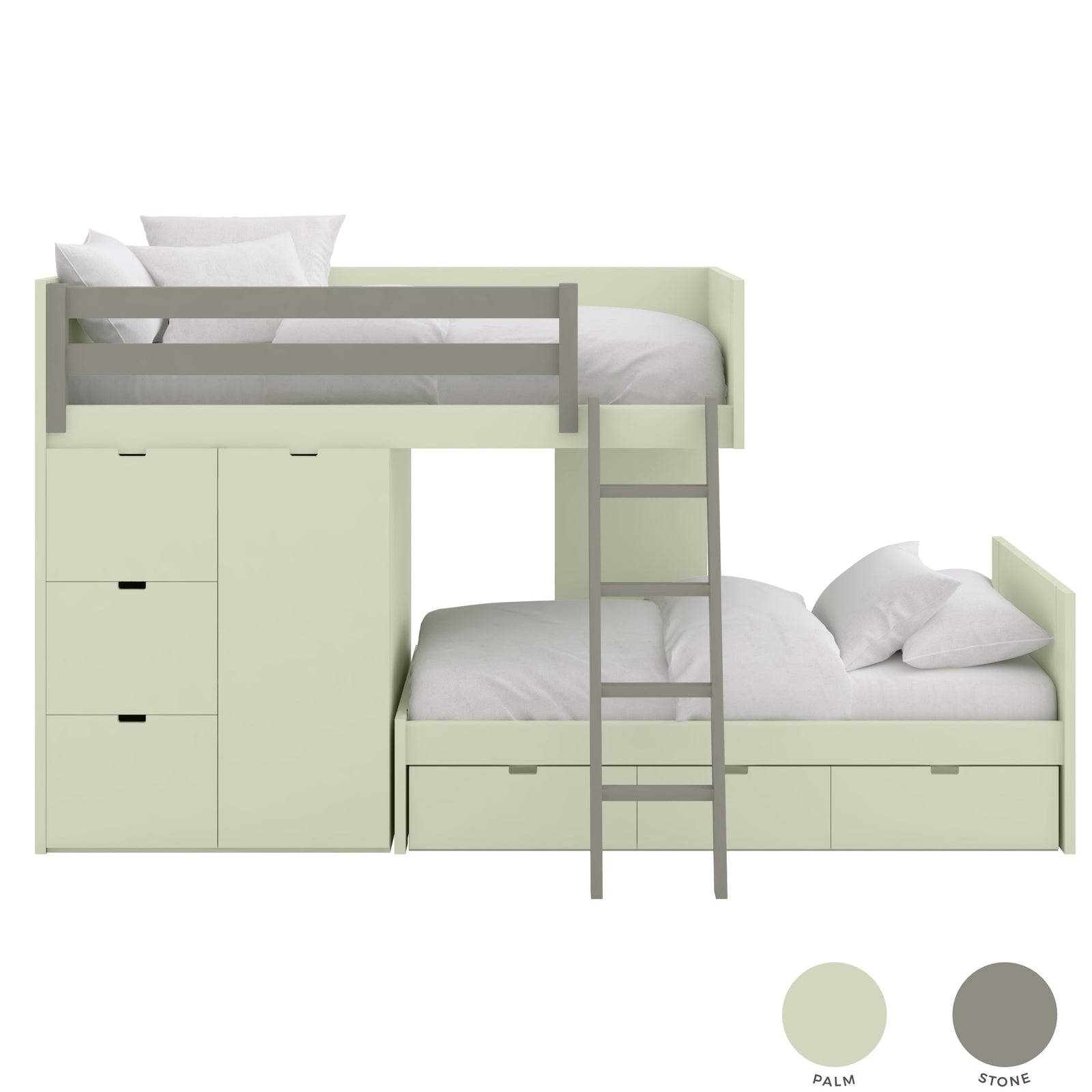 Muba Design Etagenbett Zug mit Stauraum, Schränken und Treppe