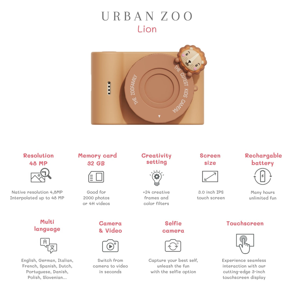 Zoofamily photo camera lion