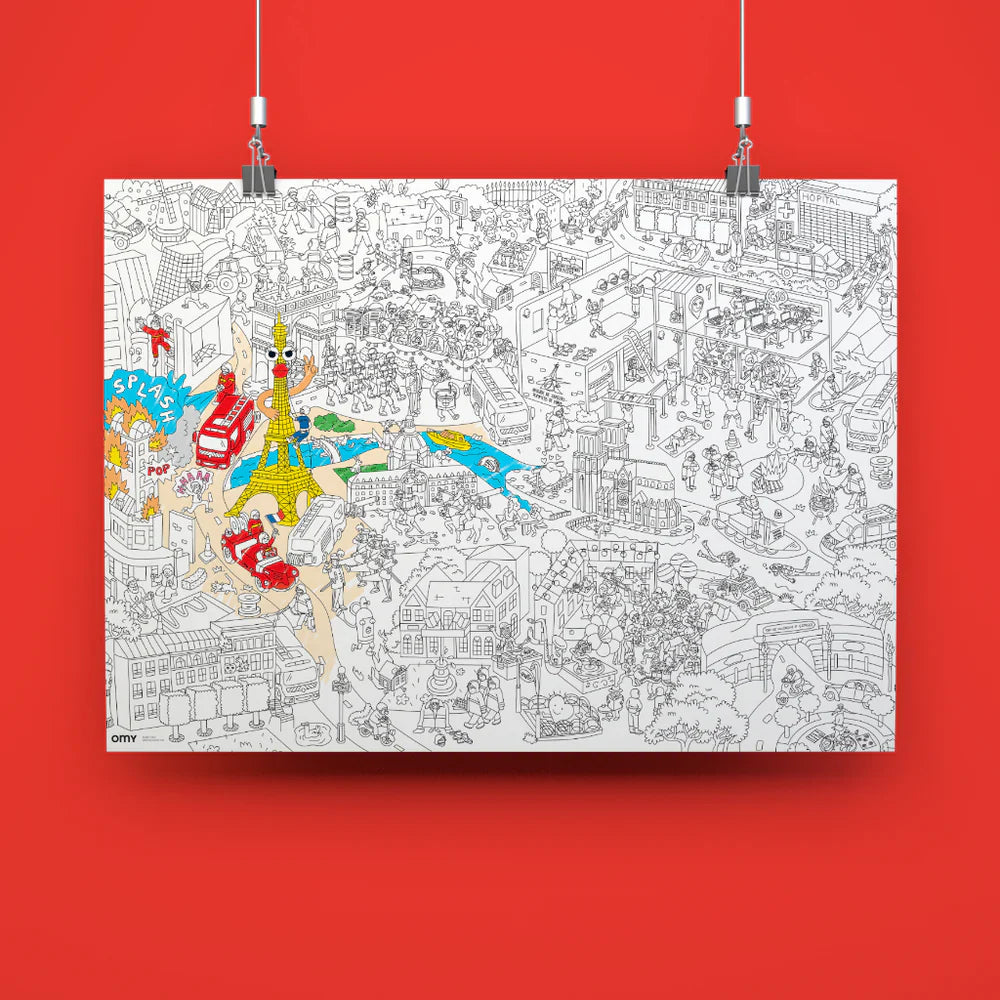 OMY giant coloring poster fire department
