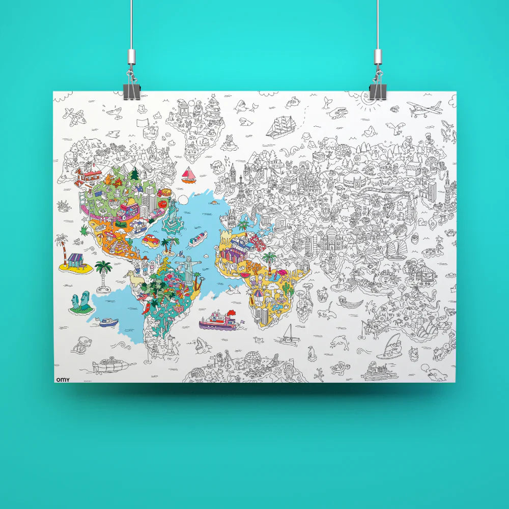 Poster géant à colorier OMY Atlas