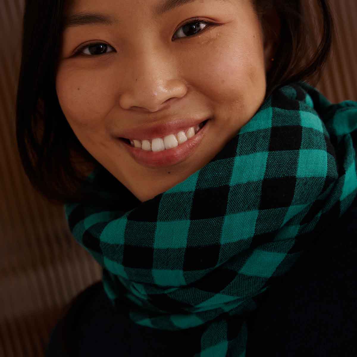 LONG BIANCA VICHY GREEN / BLACK: VICHY / M 70*70