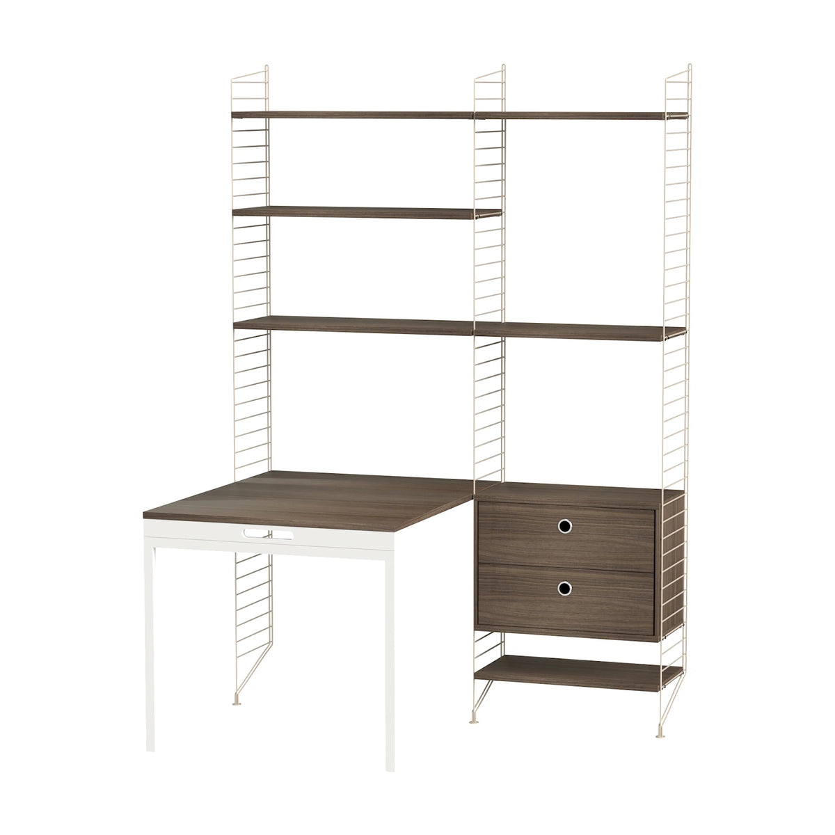 String Furniture Poste de travail E Blanc / Noyer