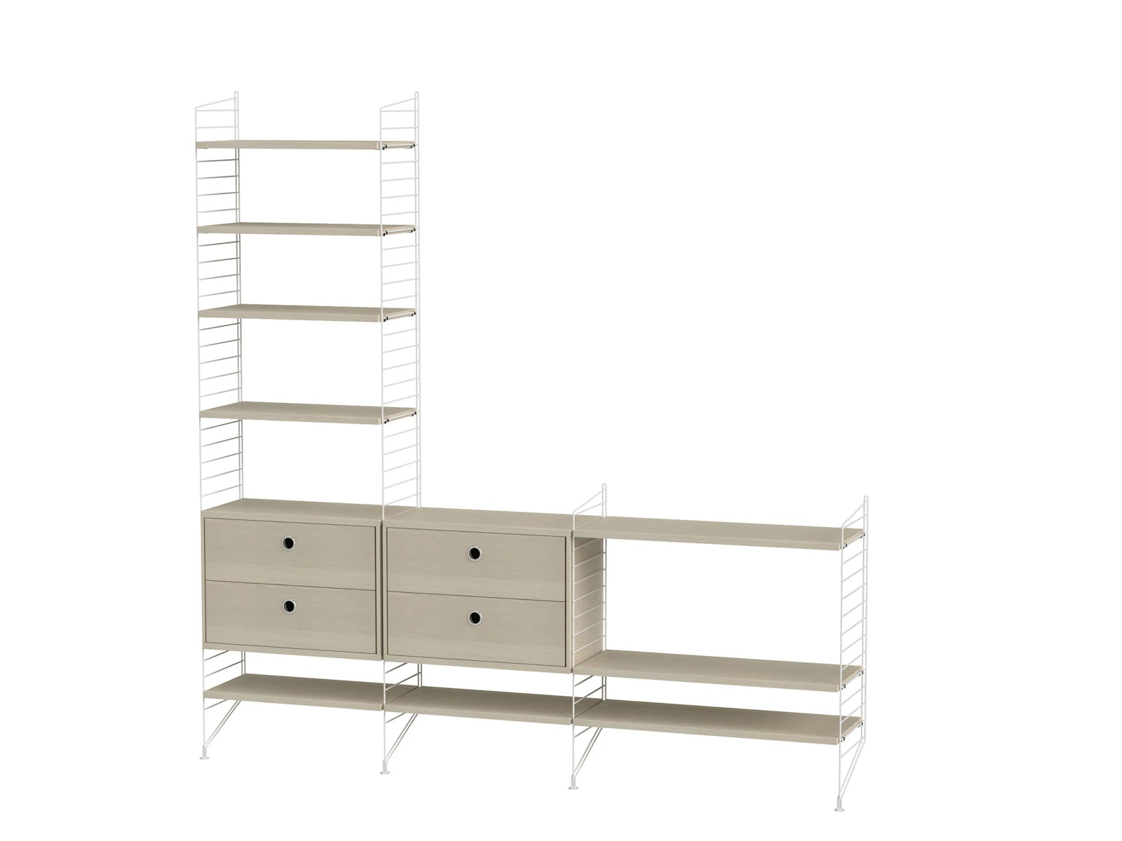 String Furniture Wohnzimmer J Weiss / Esche Regalsystem