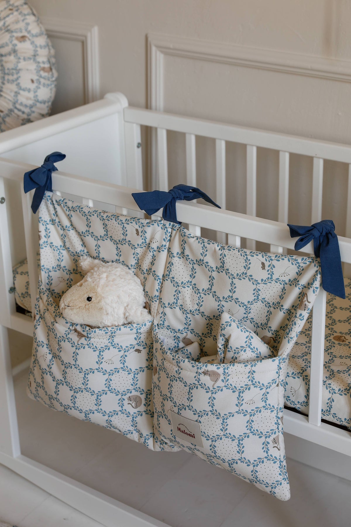 Malomi Kids cotton changing organizer - Blue Cottage bed bag