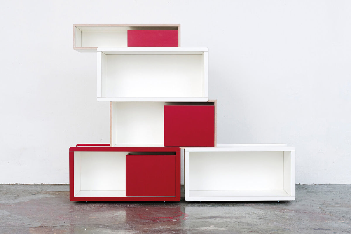 Pure Position brick for kids Red Bungalow with Tower shelf combination
