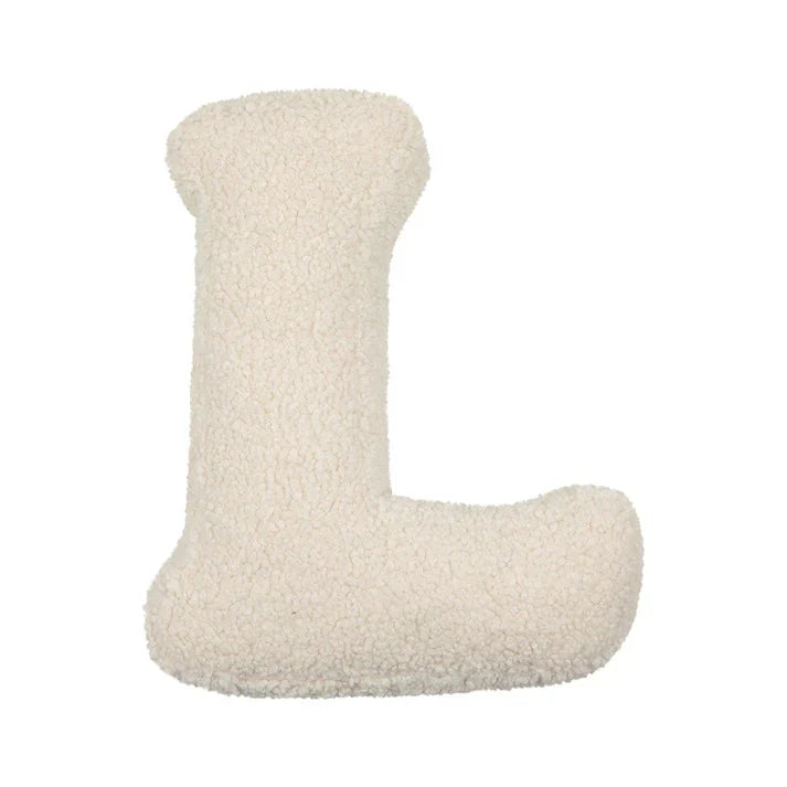 Betty's Home Coussin Lettres L Crème Bouclé