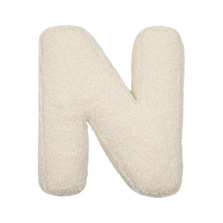Betty's Home Coussin Lettres N Crème Bouclé