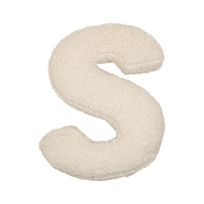 Betty's Home Coussin Lettres S Crème Bouclé