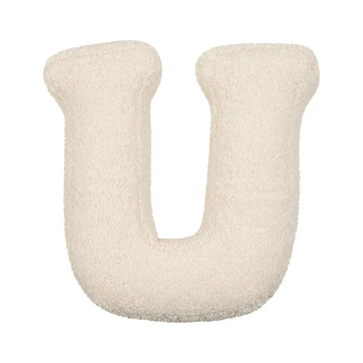 Betty's Home Coussin Lettres U Crème Bouclé