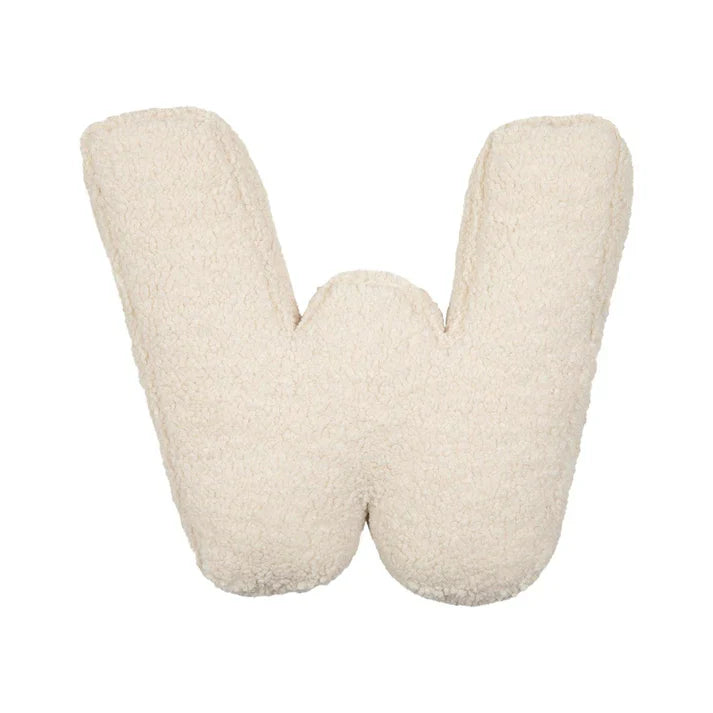 Betty's Home Coussin Lettres W Crème Bouclé