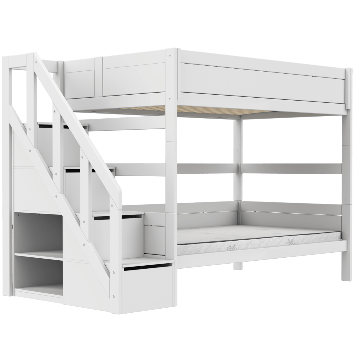 Lifetime Kidsrooms Lit superposé 120 avec escalier Whitewash