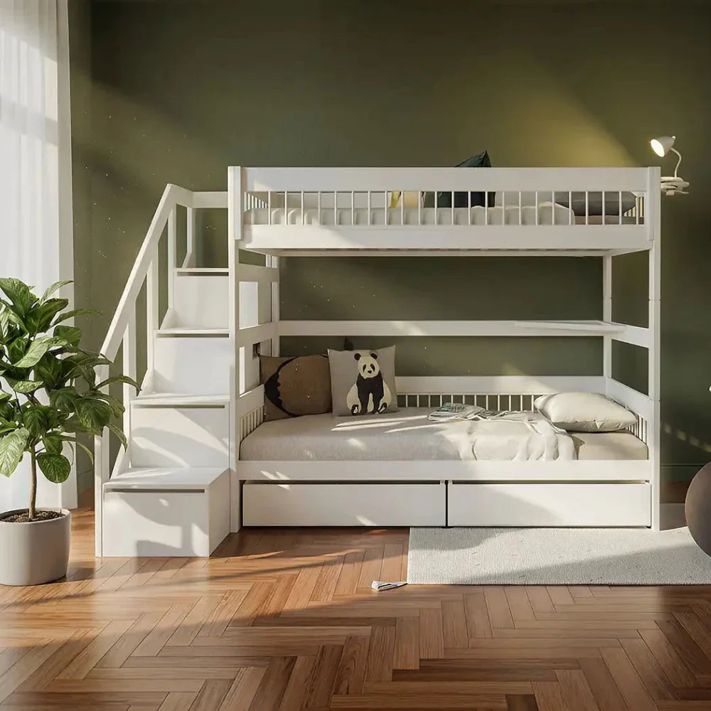 Lifetime Kidsrooms Lit superposé avec escalier - Breeze Blanc