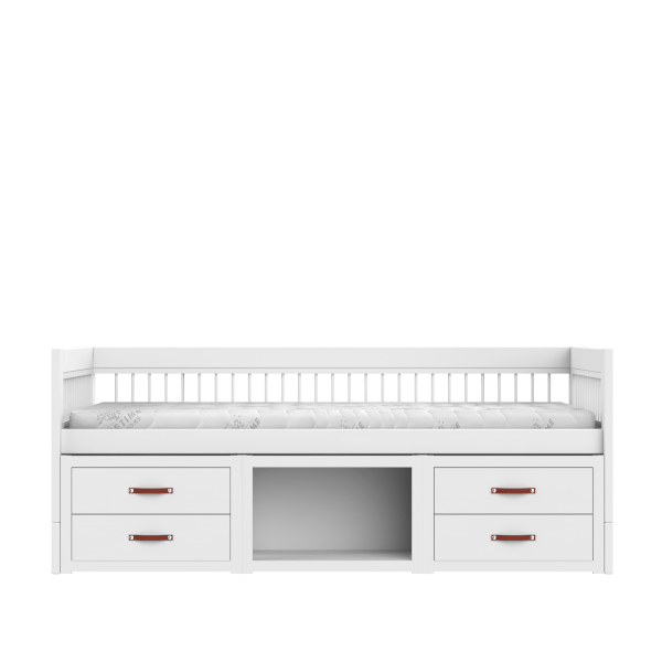 Lettino Lifetime Kidsrooms con ripiani e cassetti - Breeze White
