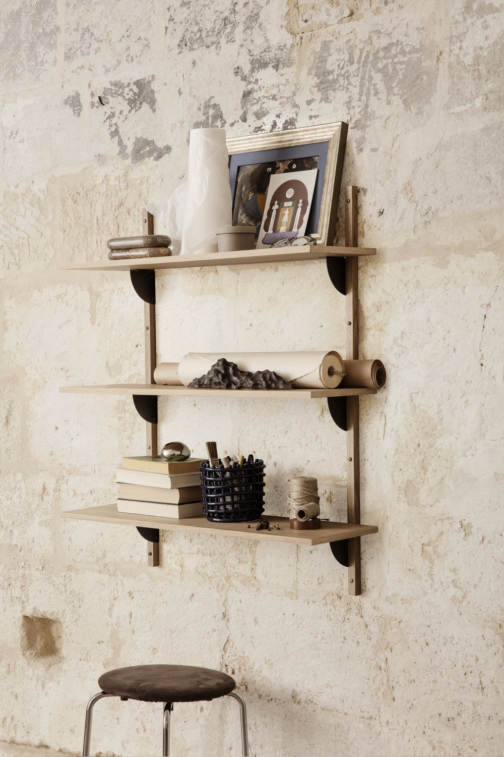 Ferm Living Sector Shelf Triplo/Largo - Rovere/Ottone Nero