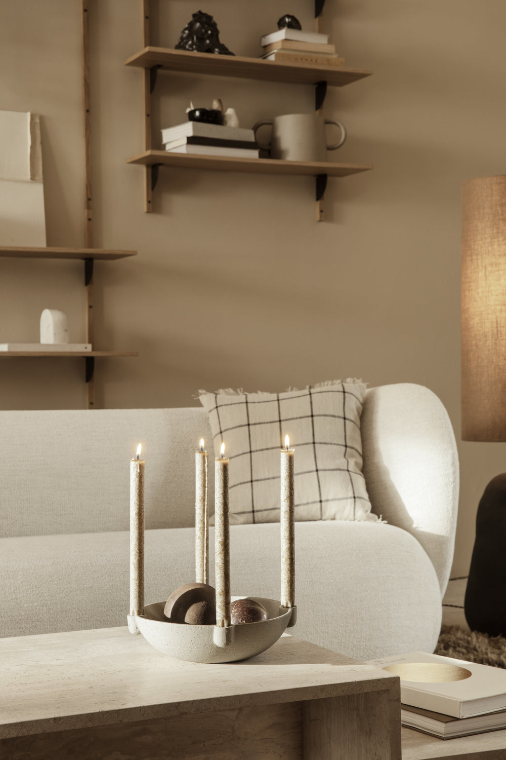 Ferm Living Sector Shelf Triple/Narrow - Oak/Black Brass
