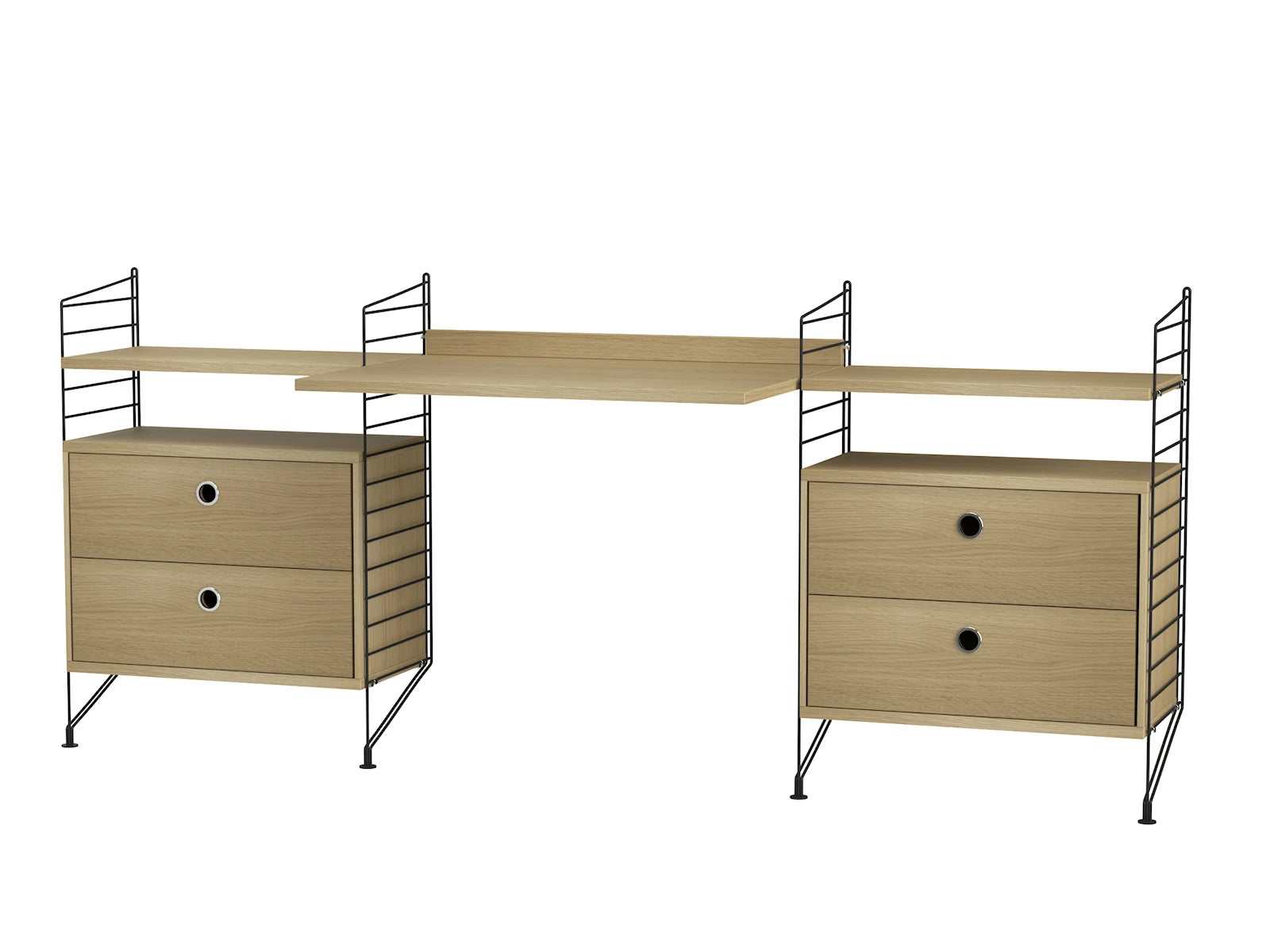 String Furniture Arbeitsplatz C Schwarz / Eiche