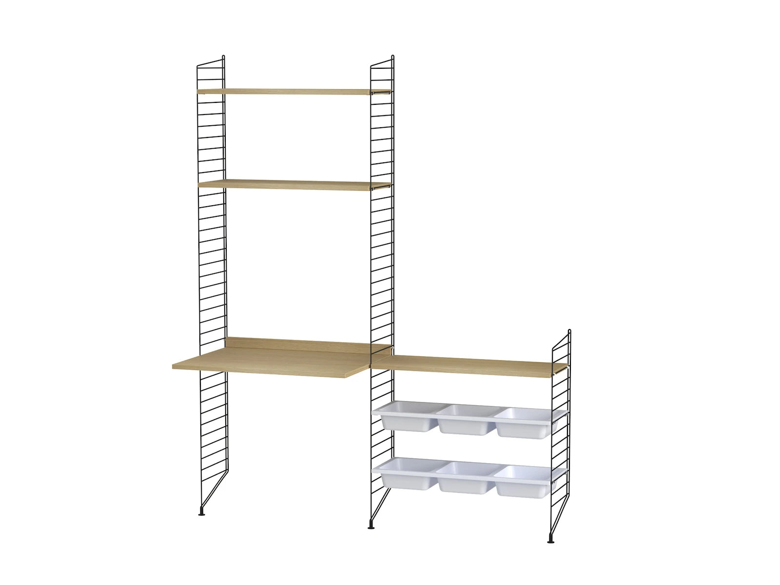 String Furniture children's room E black / oak shelving system