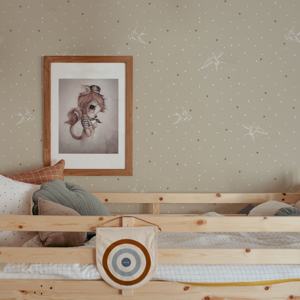 Dekornik Tapete Swallows on beige Streifen 50 x 280