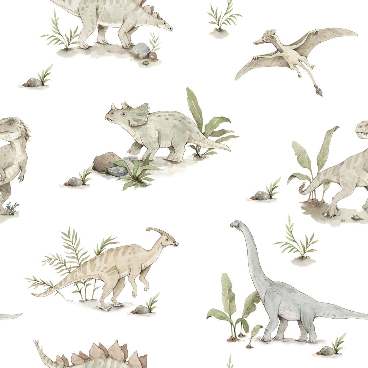 Carta da parati Dekornik Happy Dinos a strisce 50 x 280