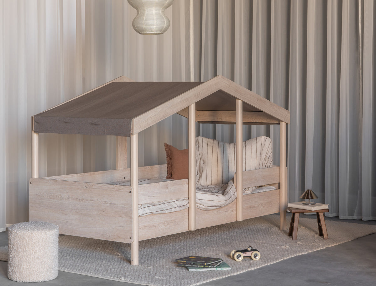 Quax Montessori-Bett 90 x 200 cm Stoffdach Chocolat