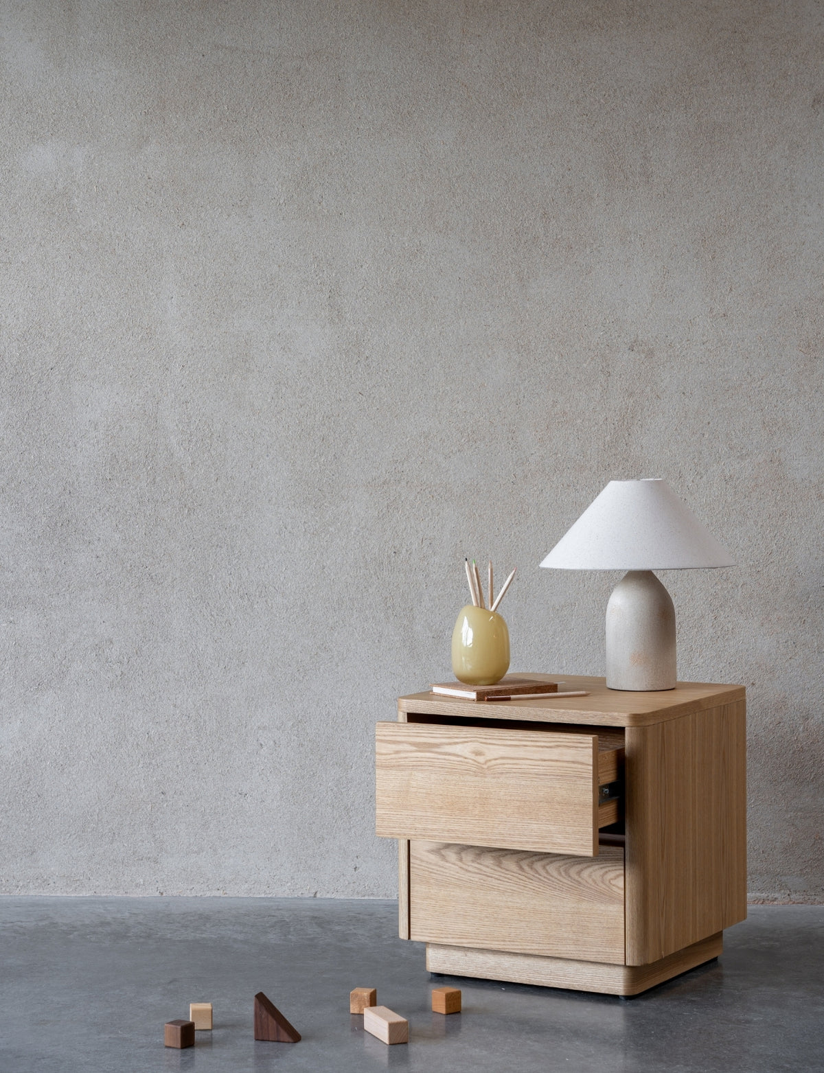Quax bedside cabinet 2 drawer Natural Ash Wood