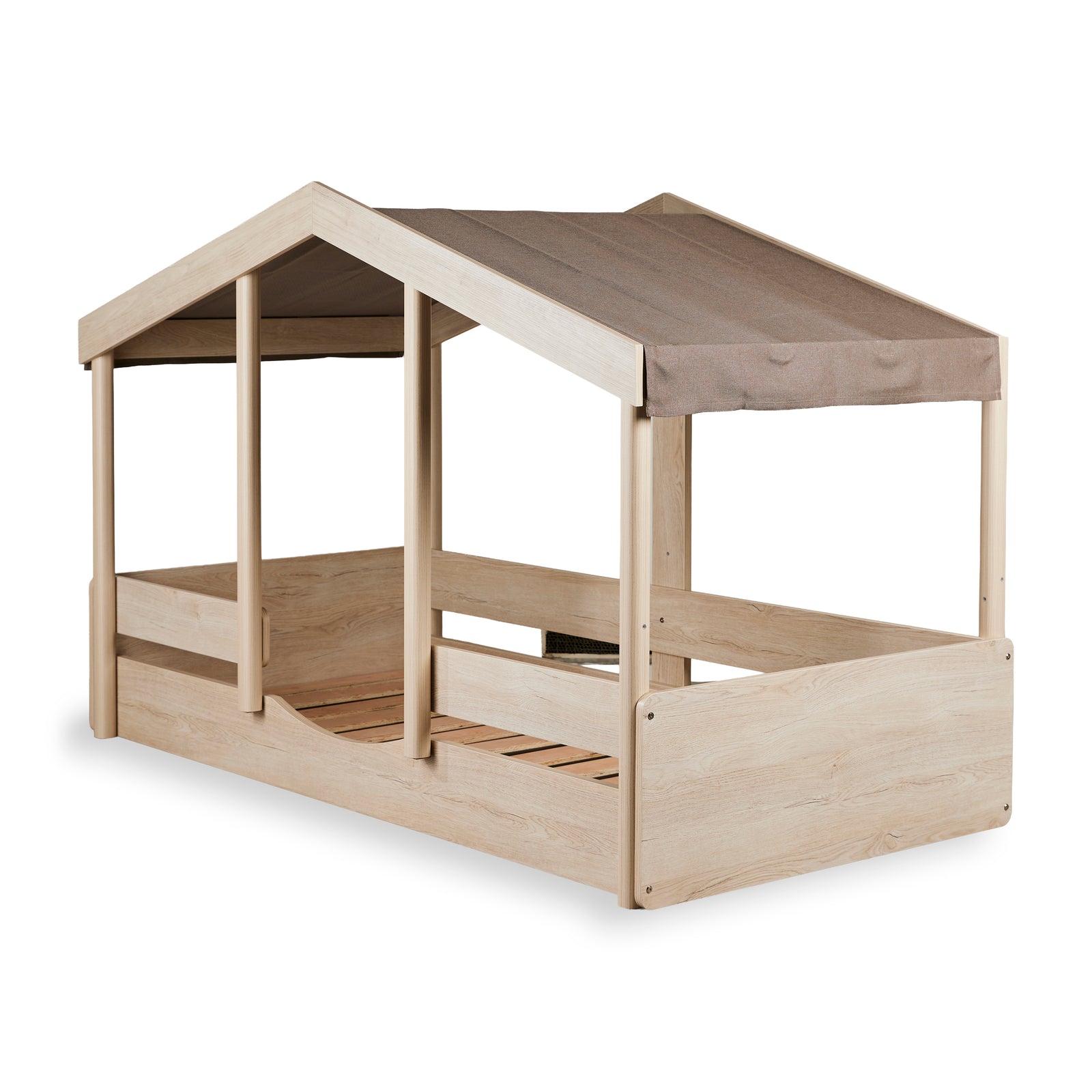 Quax Lit Montessori 90 x 200 cm Tissu toit Chocolat