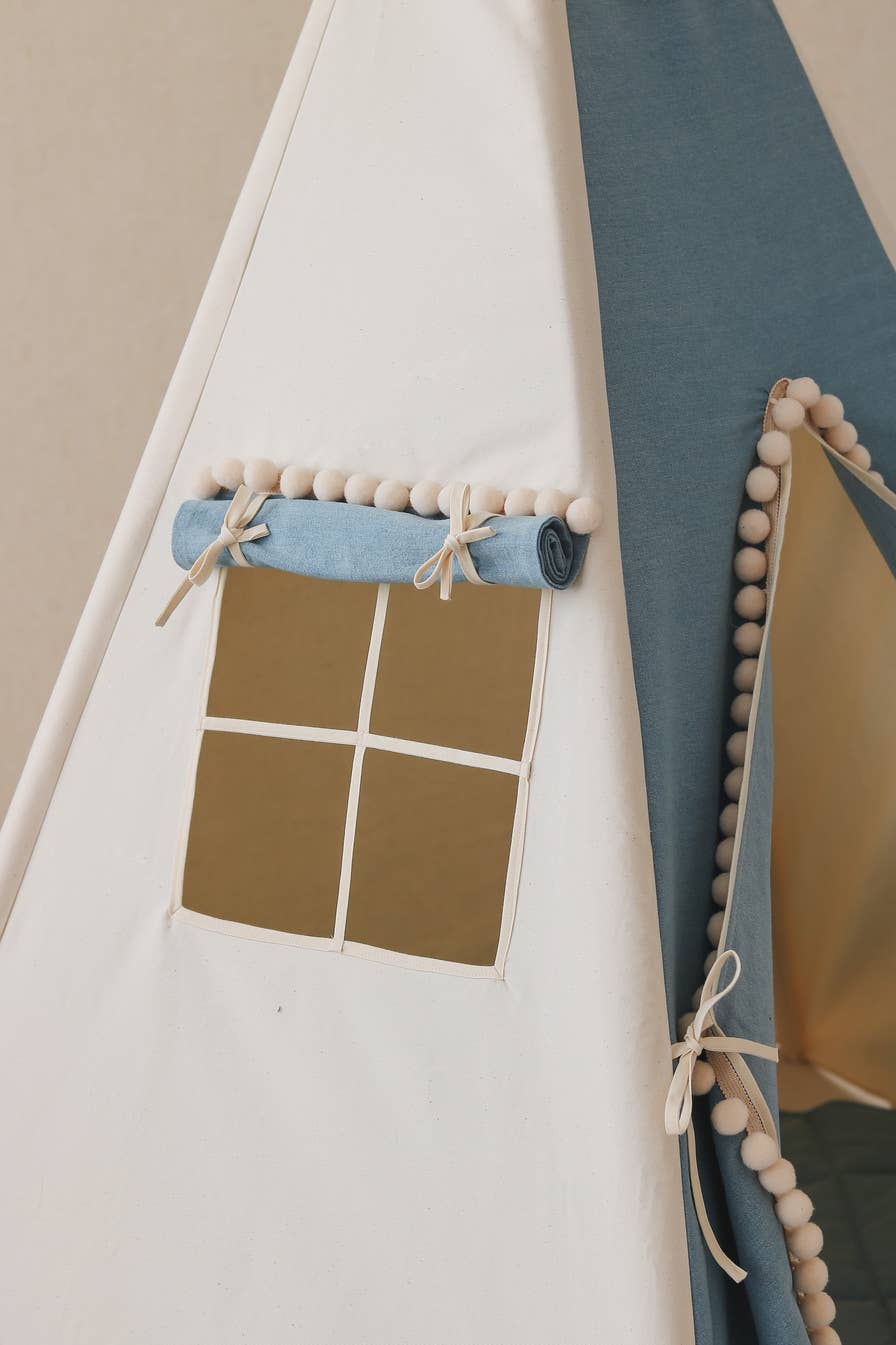 Moi Mili tipi tent blue with bobble decoration