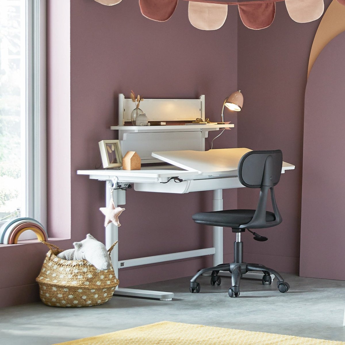 Lifetime Kidsrooms Bureau ERGO à réglage électrique - partie rabattable à droite Blanc