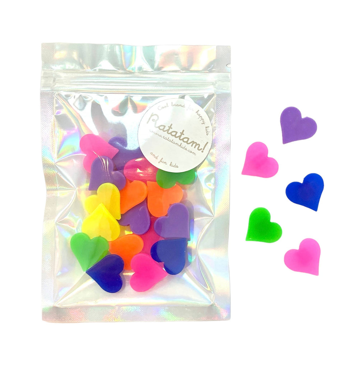 Multicolored bicycle spoke heart clips