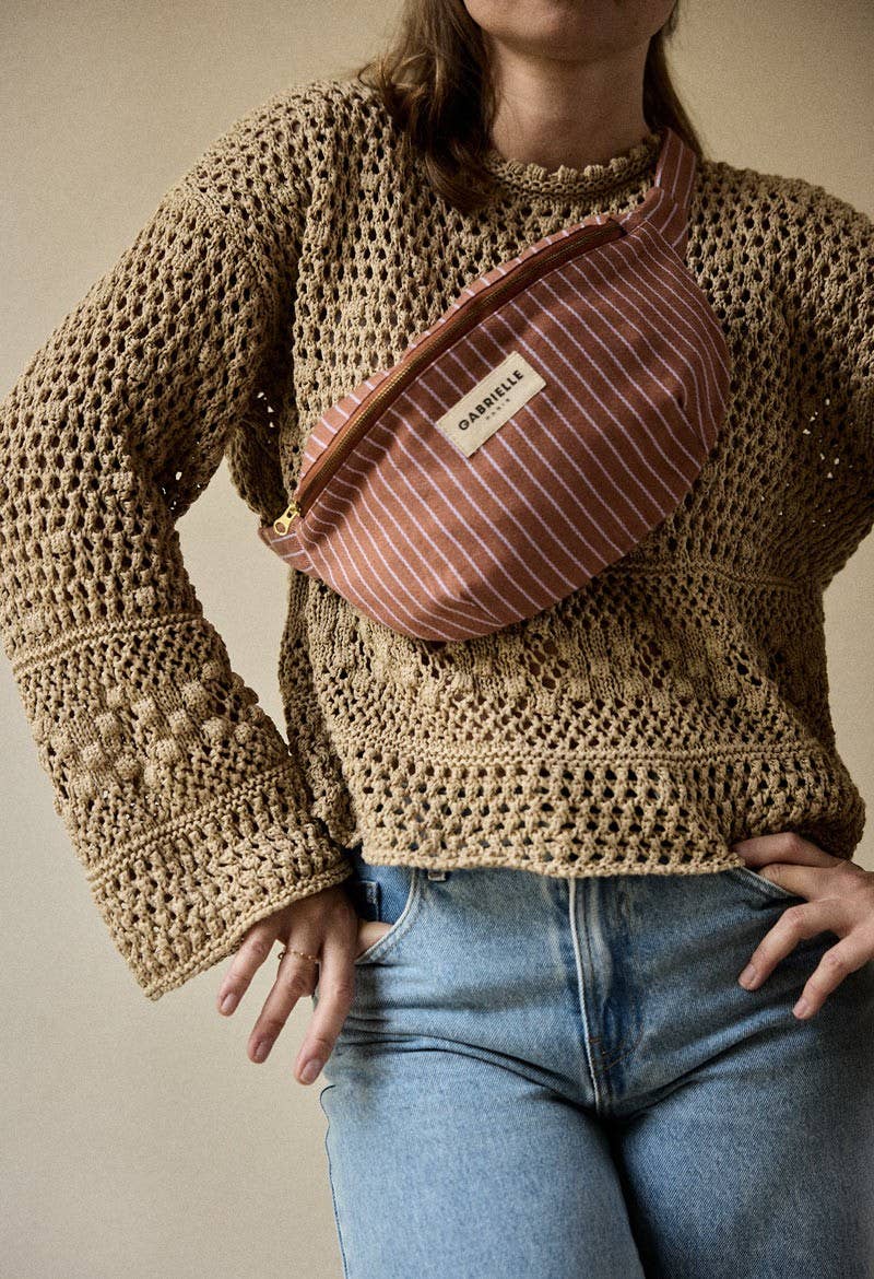 Gabrielle Paris sac banane coton violet rayé
